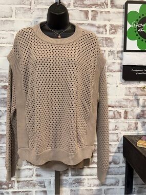 Varley Beige Open-Knit Women's Sweater. Large